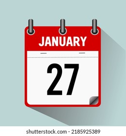 January 27, calendar icon vector illustration, isolated on light blue background.