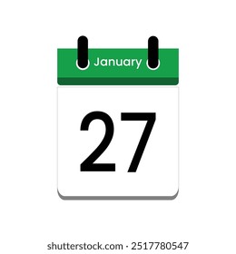 January 27. Calendar icon. Vector illustration. Flat design style.