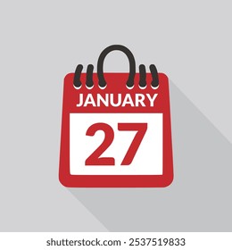 Enero 27 Icono de calendario Ilustración vectorial.