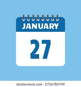 Enero 27 Calendario Icono Vector Página Mes Diseño