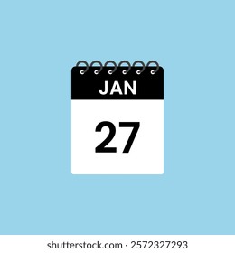 January 27 calendar reminder. 27th January Date Month calendar icon design template.