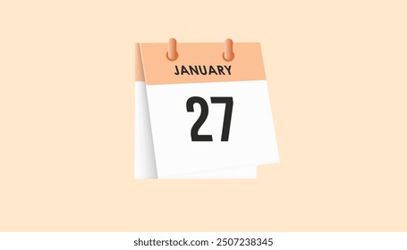 January 27 - calendar and Time planner. Daily Calendar Icon reminder. Vector Illustration.