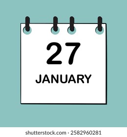 January 27. Daily Calendar icon for design. Simple design for business brochure, flyer, print media, advertisement. Easily editable.