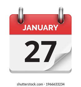 January 27 flat daily realistic calendar icon date vector image