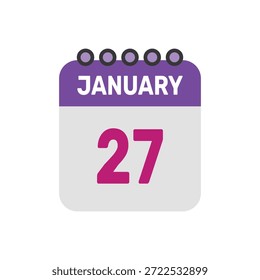 27 de janeiro ícone vetor começa com página de calendário colorida