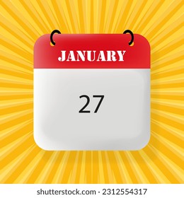 January 27. Speech bubble with January 27 text. Business concept. 3d illustration. Pop art style. Vector line icon for Business and Advertising.