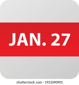 January 27th date icon, single day vector illustration modern flat style. Calendar element for web design, schedule, planner, organizer. 