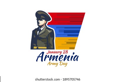 January 28, Army Day of Armenia. vector illustration. Suitable for greeting card, poster and banner.
