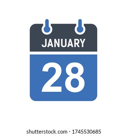 January 28 Calendar Date Icon, Event Date Icon, Calendar Date, Icon Design Vector Graphic