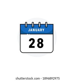 January 28 - Calendar Icon With Flat Design Concept - Vector Illustration