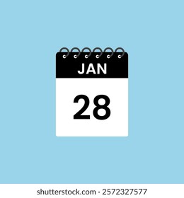 January 28 calendar reminder. 28th January Date Month calendar icon design template.