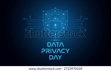January 28 Data Privacy Day Poster. Low Poly Style Design. Cyber Security And Personal Data Protection Vector Isolated on Geometric Background