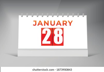 January 28 Desk Calendar Design Template. Single Date Calendar Design.