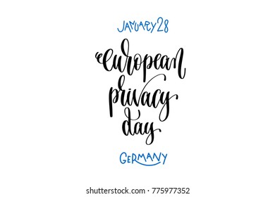 january 28 - european privacy day - germany, hand lettering inscription text to winter holiday design, calligraphy vector illustration