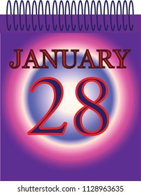 January 28 one day calendar vector
