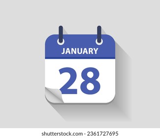 January 28. Vector flat daily calendar icon. Date and time, day, month. Year. Vector illustration