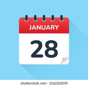 January 28. Vector flat design of daily calendar icon. Date and day of the year.