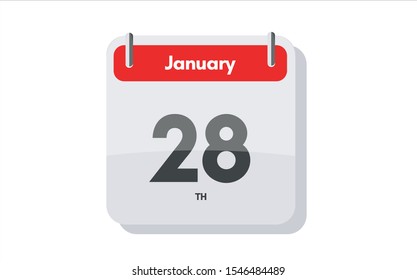 January 28th calendar icon. Day 28 of month. Vector icon illustration.