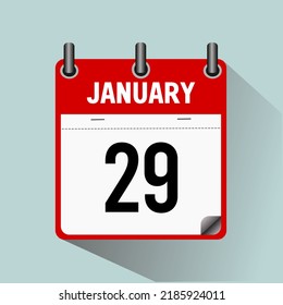 January 29, calendar icon vector illustration, isolated on light blue background.