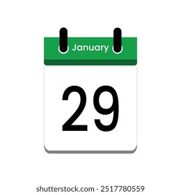 January 29. Calendar icon. Vector illustration. Flat design style.