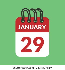 Enero 29 Ilustración vectorial de iconos de calendario.