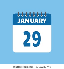 Enero 29 Calendario Icono Vector Página Mes Diseño