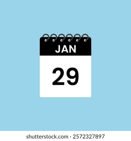 January 29 calendar reminder. 29th January Date Month calendar icon design template.