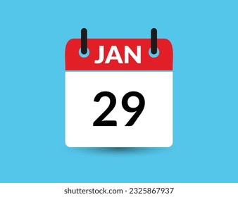 January 29. Flat icon calendar isolated on blue background. Date and month vector illustration