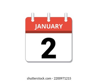 January, 2nd calendar icon vector, concept of schedule, business and tasks
