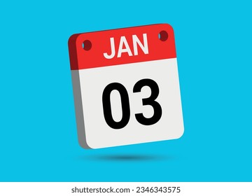 January 3 Calendar Date Flat Icon Day 3 Vector Illustration