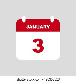 JANUARY 3 calendar Icon.