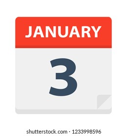 January 3 - Calendar Icon - Vector Illustration