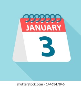 January 3 - Calendar Icon - Vector Illustration