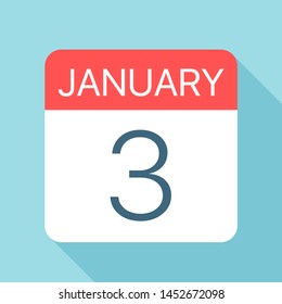 January 3 - Calendar Icon - Vector Illustration