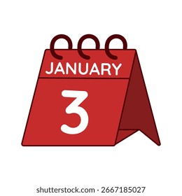 january 3 desk calendar vector on white background
Vector red calendar flat icon