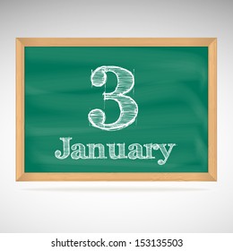 January 3, inscription in chalk on a blackboard, school board