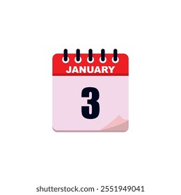 January 3 th calendar icon. Day 3 of month. Vector illustration.