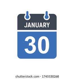 30. Januar Kalenderdatum Symbol, Symbol für Ereignisdatum, Kalenderdatum, Symbol-Design-Vektor Grafik
