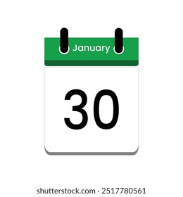 January 30. Calendar icon. Vector illustration. Flat design style.