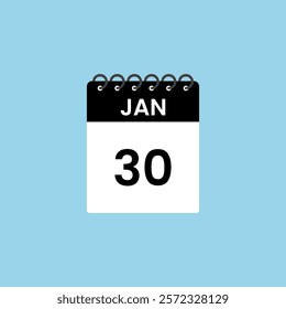 January 30 calendar reminder. 30th January Date Month calendar icon design template.