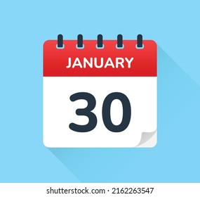Fecha del 30 de enero en el calendario vectorial de diseño plano. Calendario de cita para el número treinta de enero del mes