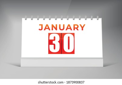 January 30 Desk Calendar Design Template. Single Date Calendar Design.