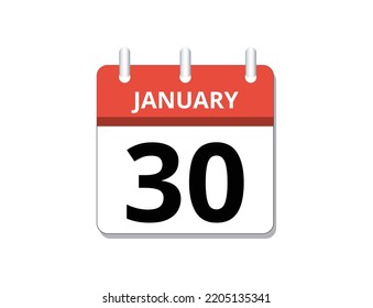 January, 30th calendar icon vector, concept of schedule, business and tasks
