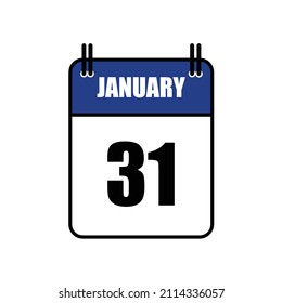 January 31 Calendar Icon Vector Illustration . Date , Day Of Mouth