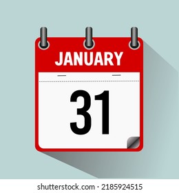 January 31, calendar icon vector illustration, isolated on light blue background.