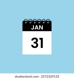 January 31 calendar reminder. 31th January Date Month calendar icon design template.