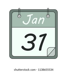 January 31 calendar vector flat illustration