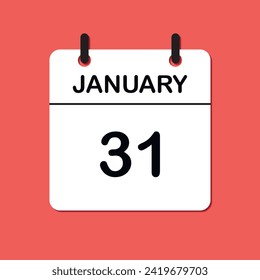 January 31.  Daily Calendar icon for design. Simple design for business brochure, flyer, print media, advertisement. Easily editable.