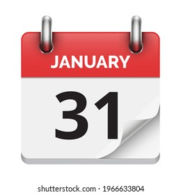 January 31 flat daily realistic calendar icon date vector image