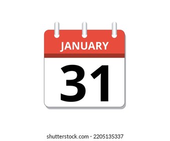 January, 31st calendar icon vector, concept of schedule, business and tasks
